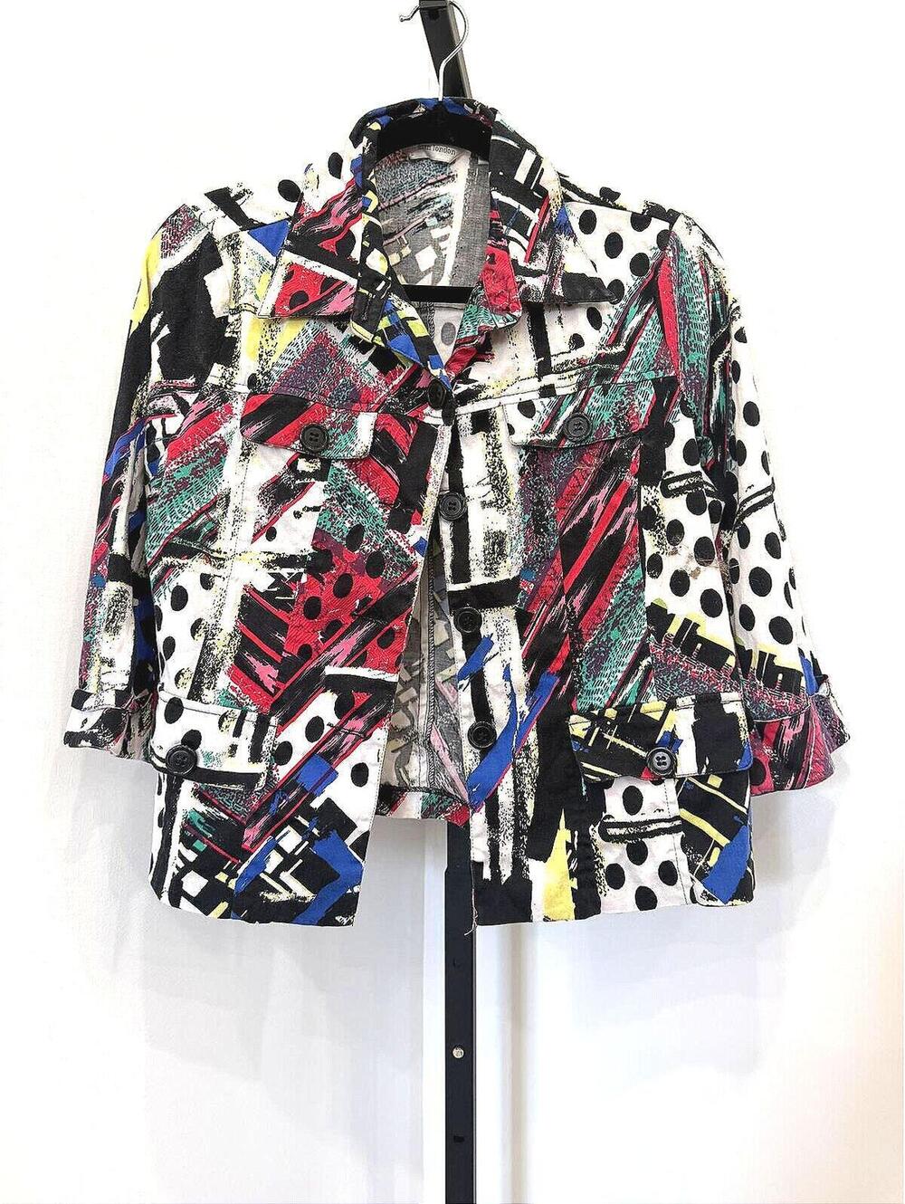 Erin London Women's Utility Jacket Size S Multicolor Abstract Print